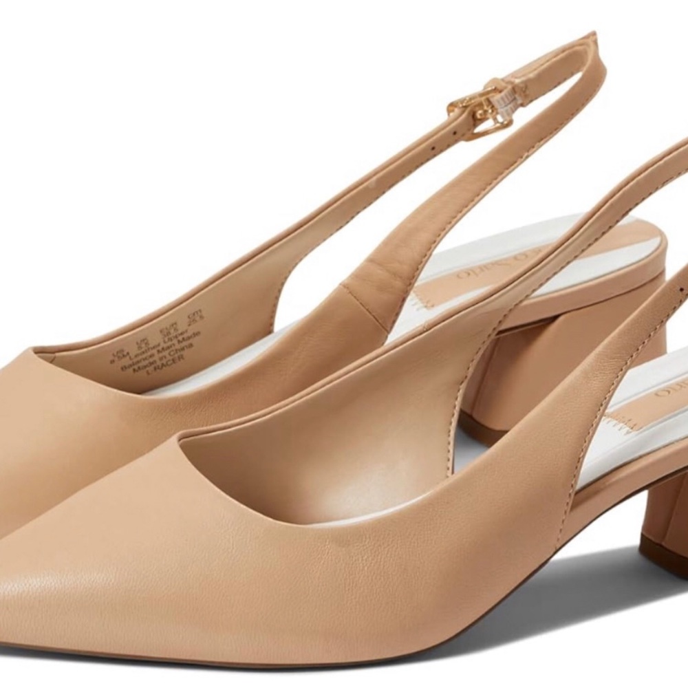 Franco Sarto Toupe Leather Block Heel Slingback Pumps